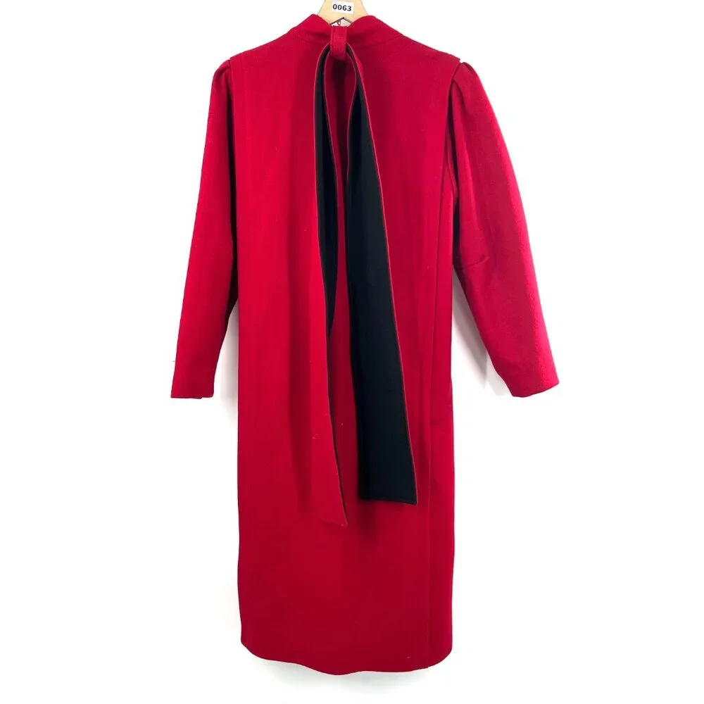 Vintage union made NYG new york girl red wool trench coat glamorous chic‎ 16